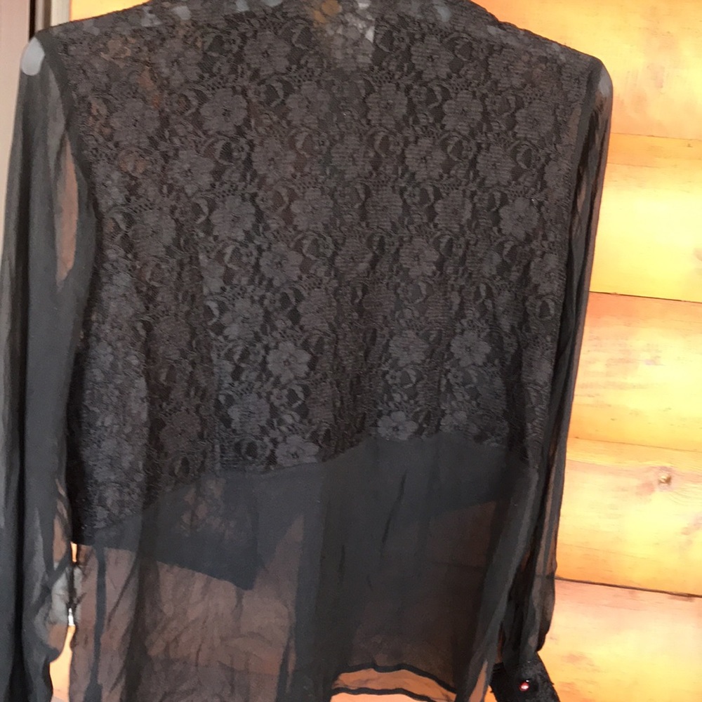 Jerri Sherman - Saks 5th Ave Black Lace Blouse - Picture 5 of 8
